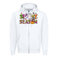 White spooky season Zipper Hoodie - AdoDesignShop