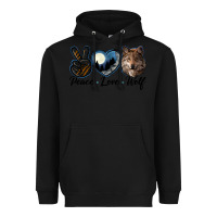 Black peace love wolf head Heavyweight Hoodie - LillyAllenDesigns