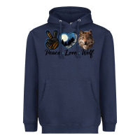 Navy peace love wolf head Heavyweight Hoodie - LillyAllenDesigns