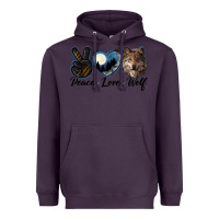 Plum peace love wolf head Heavyweight Hoodie - LillyAllenDesigns