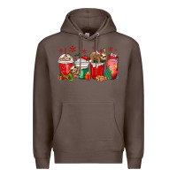 Coffee christmas sloth coffee cups Premium Hoodie - MaliasSmallBusiness