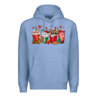 Colony Blue christmas sloth coffee cups Premium Hoodie - MaliasSmallBusiness