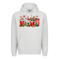 Dove Grey christmas sloth coffee cups Premium Hoodie - MaliasSmallBusiness