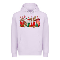 Lilac christmas sloth coffee cups Premium Hoodie - MaliasSmallBusiness