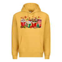 Mustard christmas sloth coffee cups Premium Hoodie - MaliasSmallBusiness