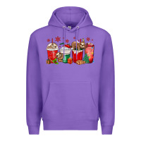 Purple christmas sloth coffee cups Premium Hoodie - MaliasSmallBusiness