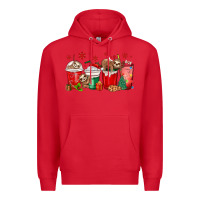 Red christmas sloth coffee cups Premium Hoodie - MaliasSmallBusiness