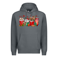 Rock christmas sloth coffee cups Premium Hoodie - MaliasSmallBusiness