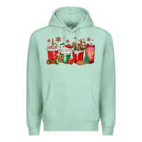 Seafoam christmas sloth coffee cups Premium Hoodie - MaliasSmallBusiness