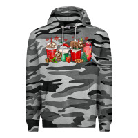Slate Camo christmas sloth coffee cups Premium Hoodie - MaliasSmallBusiness