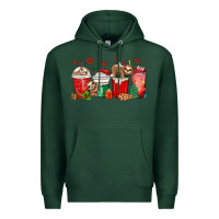 Sports Green christmas sloth coffee cups Premium Hoodie - MaliasSmallBusiness