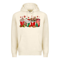 Tofu christmas sloth coffee cups Premium Hoodie - MaliasSmallBusiness