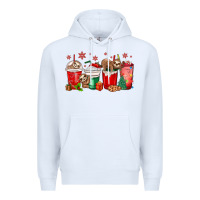 White christmas sloth coffee cups Premium Hoodie - MaliasSmallBusiness