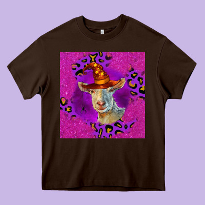 Halloween Saanen Goat Heavy Core Tee Designed By Lillyallendesigns