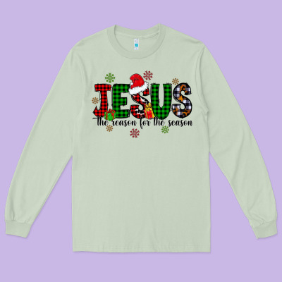 Jesus The Season For The Season Long Sleeve Tee Designed By Cowhidedigitalart
