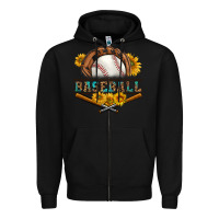 Black western baseball with sunflower Zipper Hoodie - BundleAndBundleShop