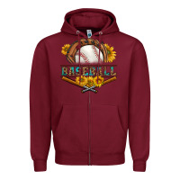 Burgundy western baseball with sunflower Zipper Hoodie - BundleAndBundleShop