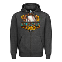 Charcoal Heather western baseball with sunflower Zipper Hoodie - BundleAndBundleShop