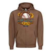 Chestnut western baseball with sunflower Zipper Hoodie - BundleAndBundleShop