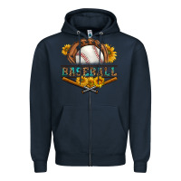 Navy western baseball with sunflower Zipper Hoodie - BundleAndBundleShop