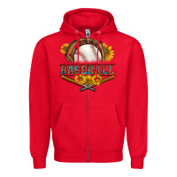 Red western baseball with sunflower Zipper Hoodie - BundleAndBundleShop