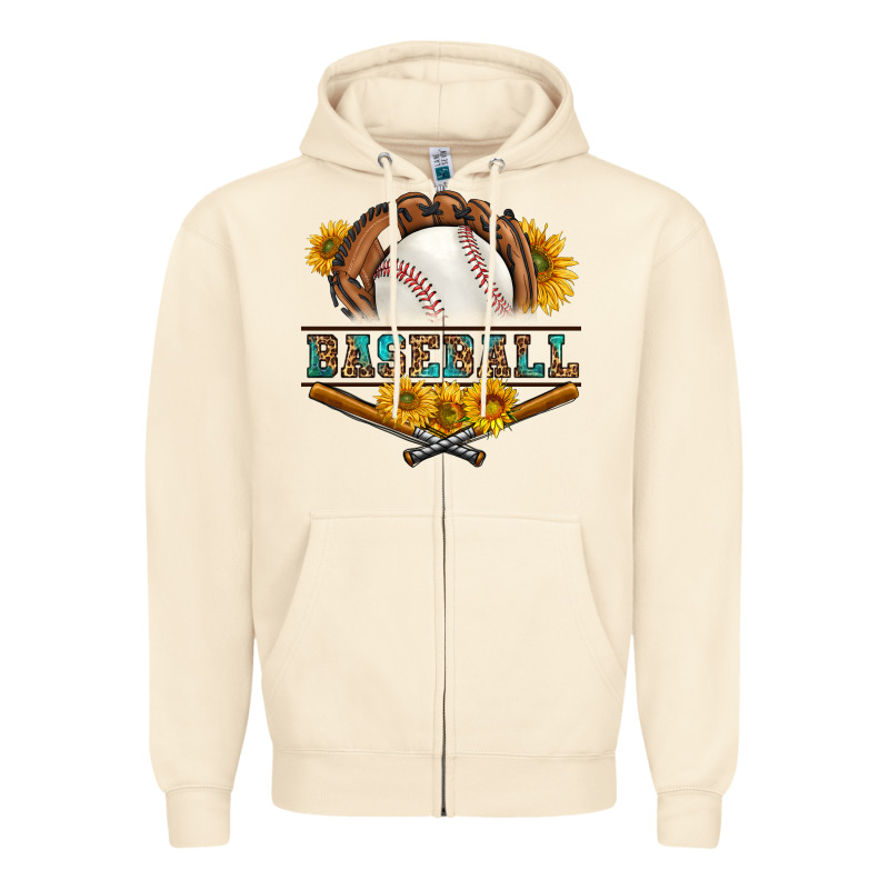Western Baseball With Sunflower Zipper Hoodie by BundleAndBundleShop | Teevron