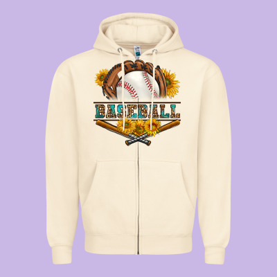 Western Baseball With Sunflower Zipper Hoodie Designed By Bundleandbundleshop