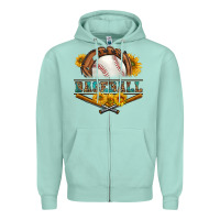 Seafoam western baseball with sunflower Zipper Hoodie - BundleAndBundleShop
