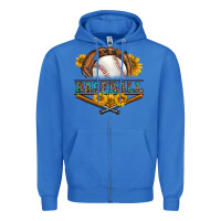 True Royal western baseball with sunflower Zipper Hoodie - BundleAndBundleShop