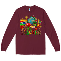 Burgundy christmas jolly teachers Long Sleeve Tee - AdoDesignShop
