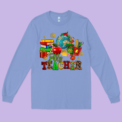 Christmas Jolly Teachers Long Sleeve Tee Designed By Adodesignshop