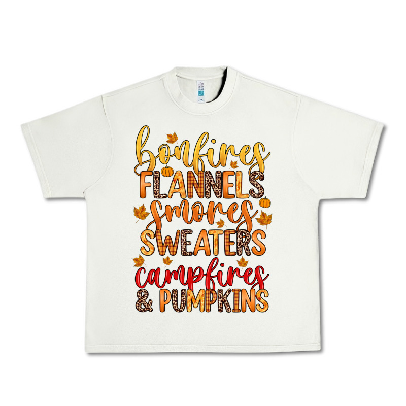 Bonfires Flannels S'mores Campfires And Pumpkins Urban Heavy Tee by Zillion Design Studio | Teevron