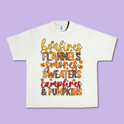 Bonfires Flannels S'mores Campfires And Pumpkins Urban Heavy Tee Designed By Zillion Design Studio
