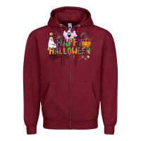Burgundy happy halloween Zipper Hoodie - AdoDesignShop