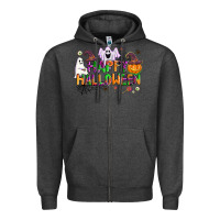 Charcoal Heather happy halloween Zipper Hoodie - AdoDesignShop