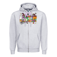 Heather Grey happy halloween Zipper Hoodie - AdoDesignShop
