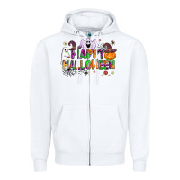 White happy halloween Zipper Hoodie - AdoDesignShop