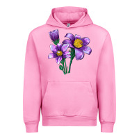 Fuchsia Pink Pasque Flower Illustrations Urban Hoodie - LillyAllenDesigns