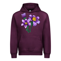 Mauve Wine Pasque Flower Illustrations Urban Hoodie - LillyAllenDesigns