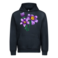 Navy Pasque Flower Illustrations Urban Hoodie - LillyAllenDesigns