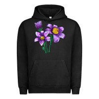 Pigment Black Pasque Flower Illustrations Urban Hoodie - LillyAllenDesigns