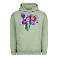 Pigment Oil Green Pasque Flower Illustrations Urban Hoodie - LillyAllenDesigns