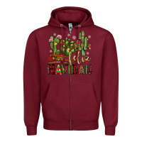 Burgundy cactus feliz navidad Zipper Hoodie - JahusDesignShop