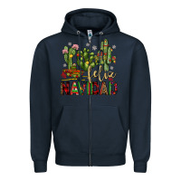 Navy cactus feliz navidad Zipper Hoodie - JahusDesignShop