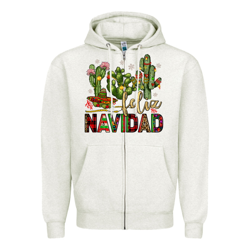 Cactus Feliz Navidad Zipper Hoodie by JahusDesignShop | Teevron