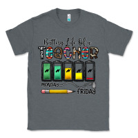 Charcoal Heather battery life of a teacher monday friday Classic Tee - CowhideDigitalArt