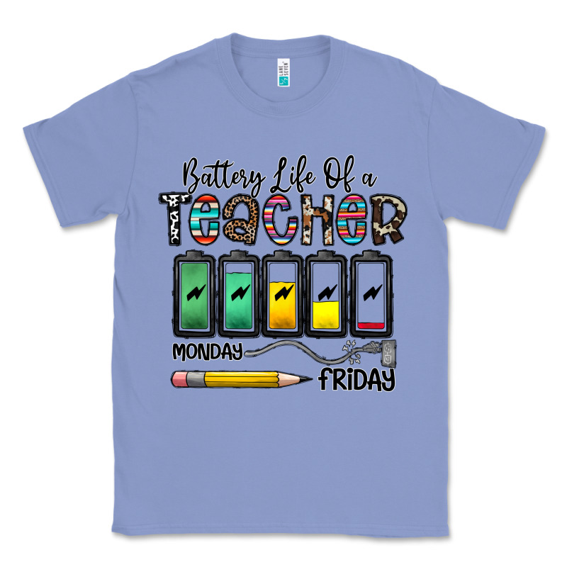 Battery Life Of A Teacher Monday Friday Classic Tee by CowhideDigitalArt | Teevron