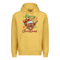Antique Gold merry christmas cow Premium Hoodie - MaliasSmallBusiness