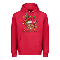 Cardinal merry christmas cow Premium Hoodie - MaliasSmallBusiness