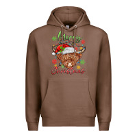 Chestnut merry christmas cow Premium Hoodie - MaliasSmallBusiness